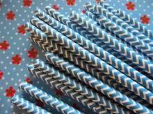 Paper Straws Chevron Pirat Blue 25 Papierstrohhalme